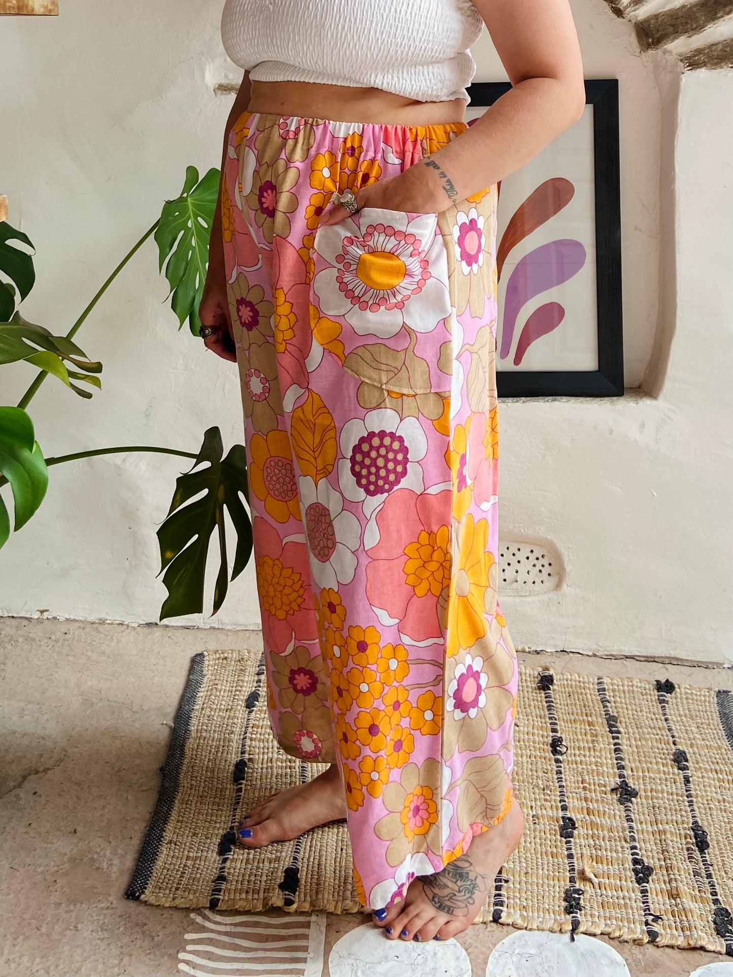 Pantalon large à imprimé patchwork violet DESERT FOX - S/M