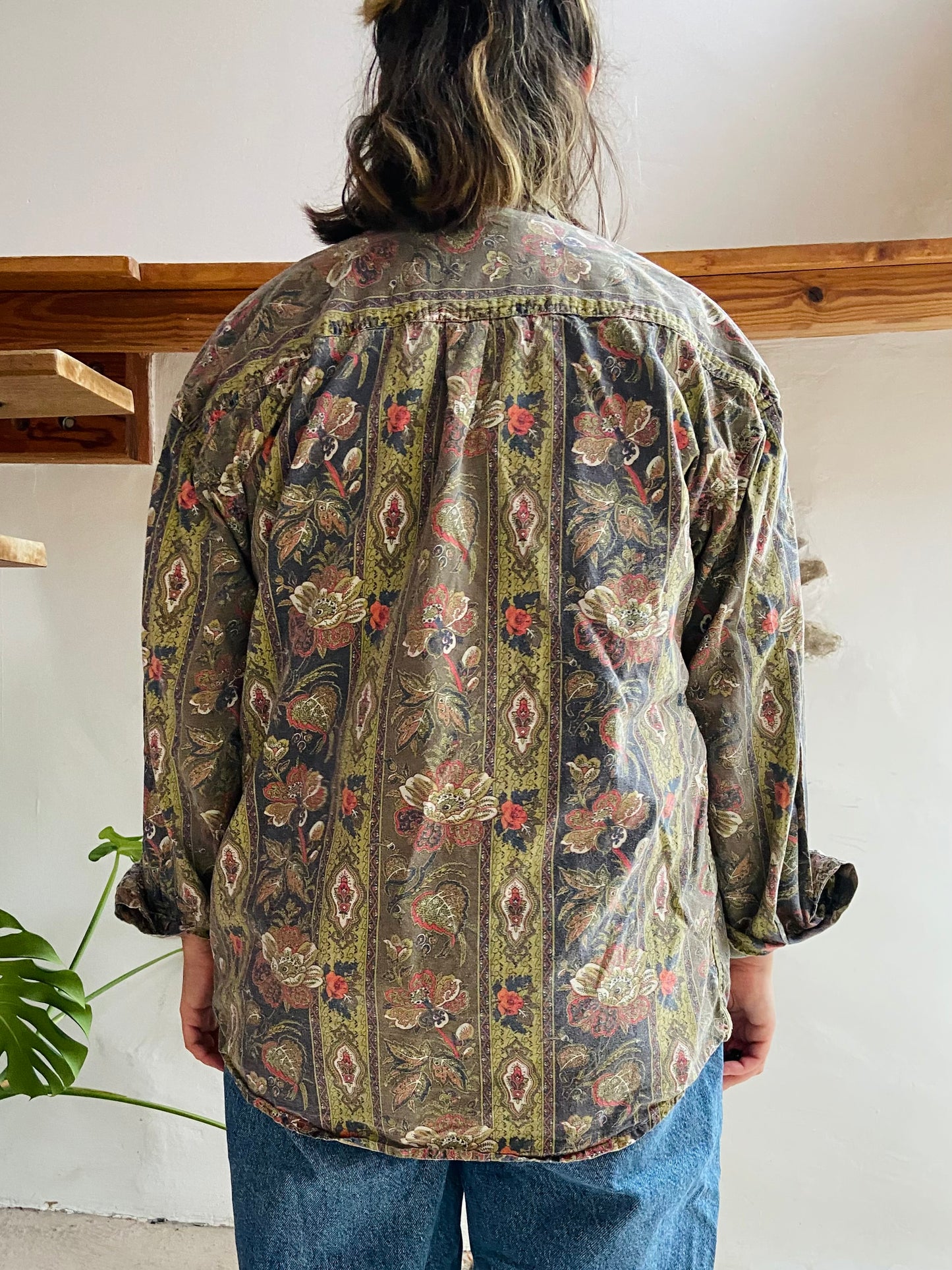 VINTAGE Provencal Bohemian Pattern Long Sleeve Shirt - M/L
