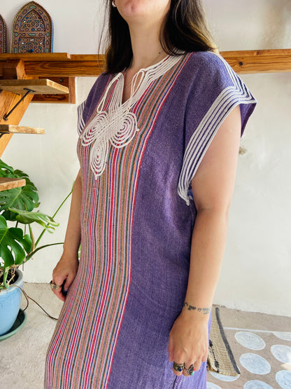 VINTAGE Bohemian Stripe Rainbow Tunic Maxi Dress - M