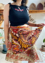 VINTAGE 90’s Bohemian Print Silk Wraparound Skirt - ONE SIZE