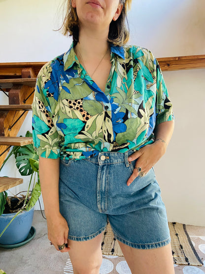 VINTAGE 90's Leopard Print Jungle Loose Shirt - M/L