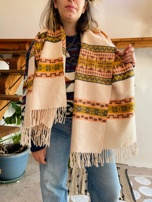 VINTAGE Bohemian Patterned Long Tassel Scarf - ONE SIZE