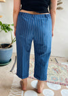 VINTAGE 90’s Blue Stripe Wide Leg Cropped Trousers - L/XL