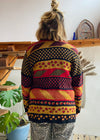 VINTAGE 90's Bohemian Pattern Knit Long Sleeve Cardigan - S/M