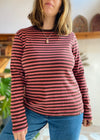 VINTAGE 90's Brown & Pink Stripe Long Sleeve Top - M/L