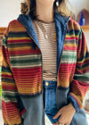 VINTAGE Stripe Hippie Long Sleeve Zip Up Cardigan Hoodie - L