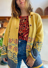 VINTAGE 90’s Yellow Woven Knit Bohemian Long Cardigan - M/L