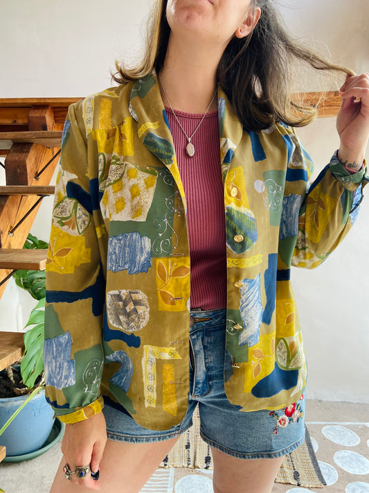 VINTAGE 90's Bohemian Patterned Long Sleeve Shirt - L