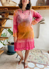 VINTAGE 90’s Ombré Tie Dye Sheer Kaftan Dress - M/L