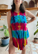 VINTAGE 90's Tie Dye Rainbow Mini Dress - S/M