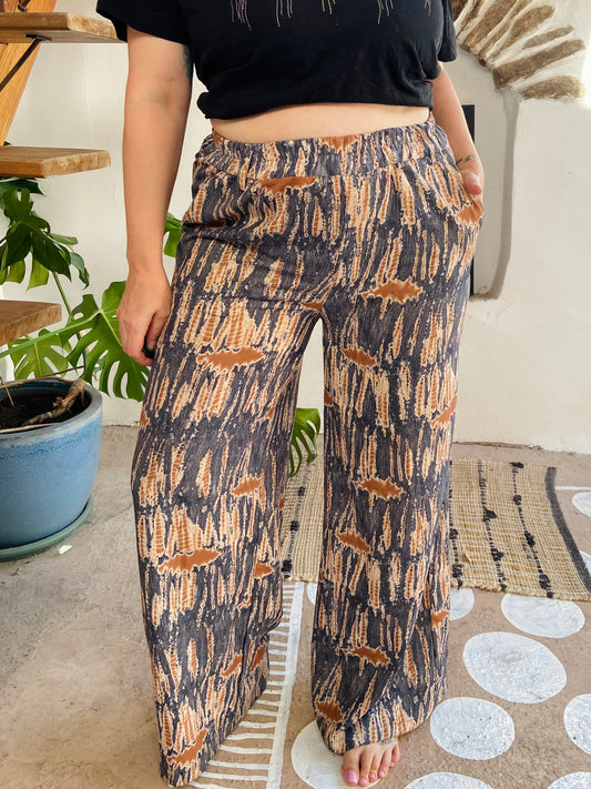 VINTAGE Y2K Wide Leg Tie Dye Pattern Trousers - M/L