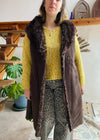 VINTAGE Y2k Faux Fur Brown Sleeveless Winter Gilet - M/L