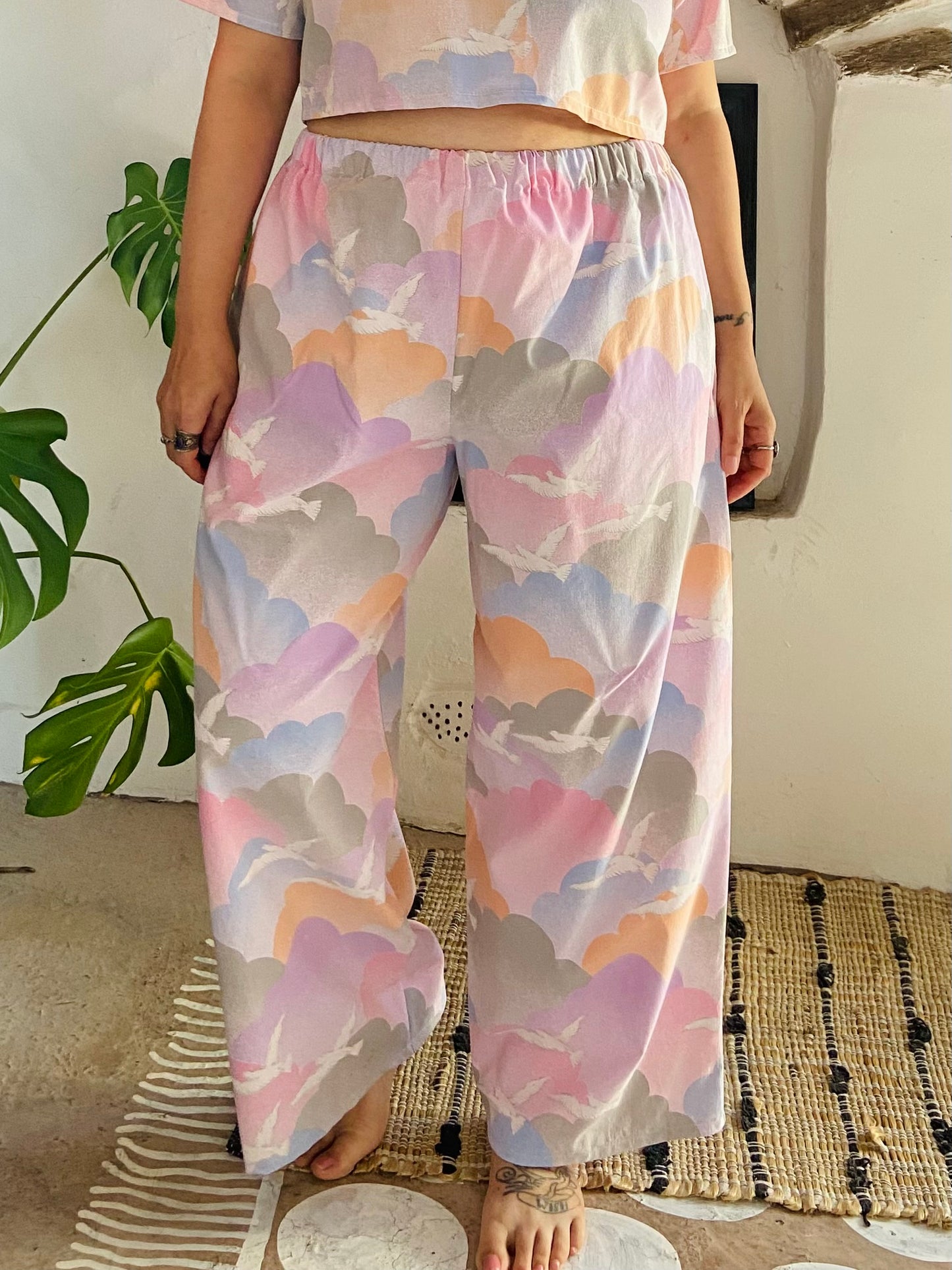 DESERT FOX Cloud Pastel Print Co-Ord Trousers & Top Set - S/M
