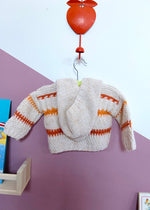 VINTAGE KIDS 70’s Knit Orange Stripe Cardigan - 3-6 Months