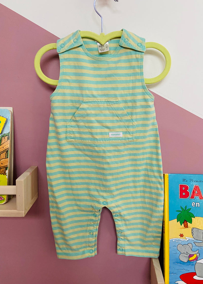 VINTAGE 90's Green Stripe Baby Romper - 6 Months