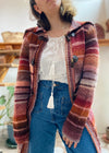 VINTAGE 90's Bohemian Dusty Pink Stripe Knitted Cardigan - M/L