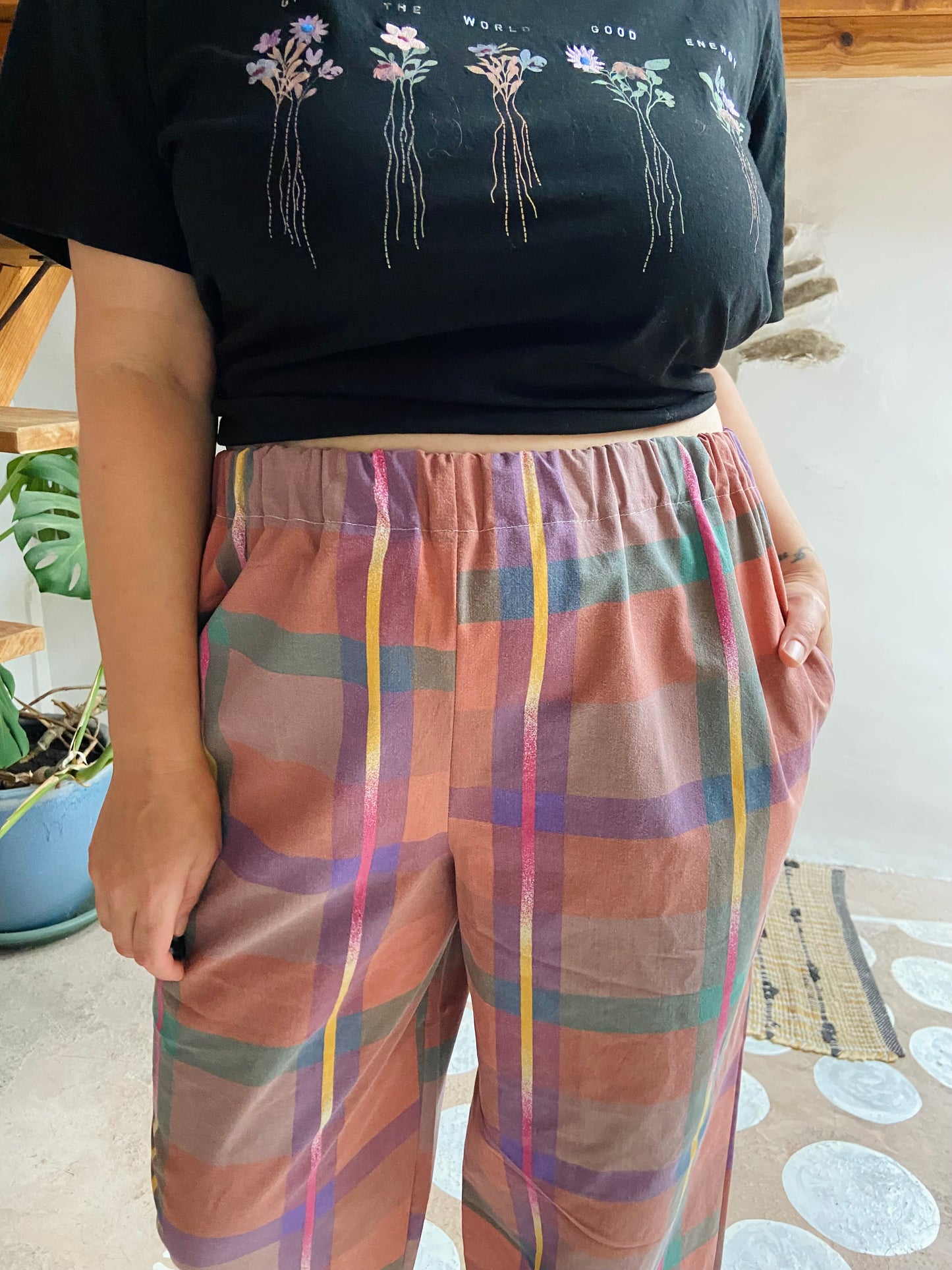 DESERT FOX Lola Bright Checked Wide Leg Trousers - S/M