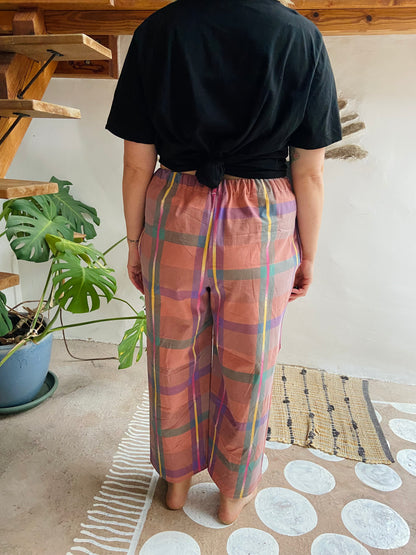 DESERT FOX Lola Bright Checked Wide Leg Trousers - S/M