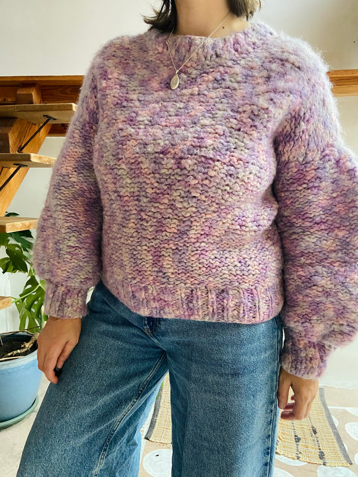 VINTAGE 90’s Purple Chunky Knit Jumper - L