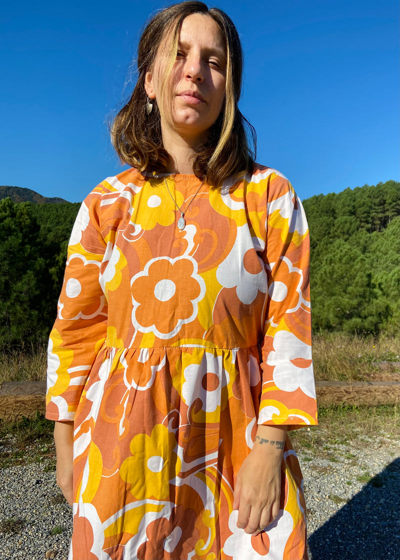 DESERT FOX Dahlia Dress - 70's Orange Swirl - M/L