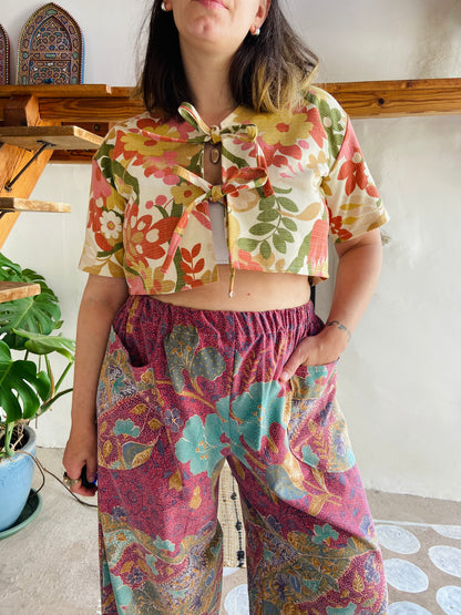 Pantalon large à imprimé patchwork violet DESERT FOX - S/M