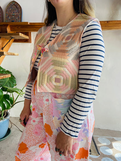 DESERT FOX Pastel Quilted Sleeveless Waistcoat Gilet - S/M and M/L