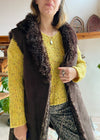 VINTAGE Y2k Faux Fur Brown Sleeveless Winter Gilet - M/L