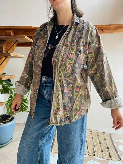VINTAGE Provencal Bohemian Pattern Long Sleeve Shirt - M/L