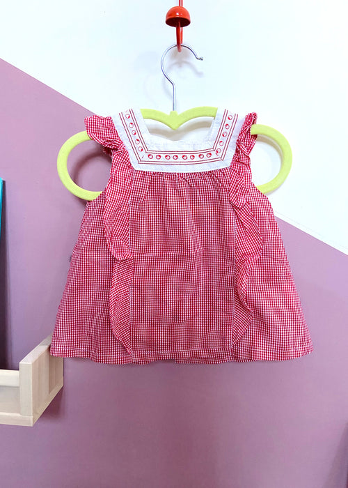 VINTAGE KIDS Red Gingham Strawberry Embroidered Top - 6 Months