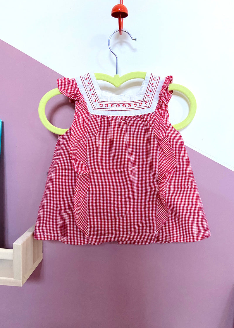 VINTAGE KIDS Red Gingham Strawberry Embroidered Top - 6 Months