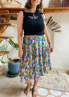 VINTAGE 80’s Bright Floral Midi Skirt - M/L