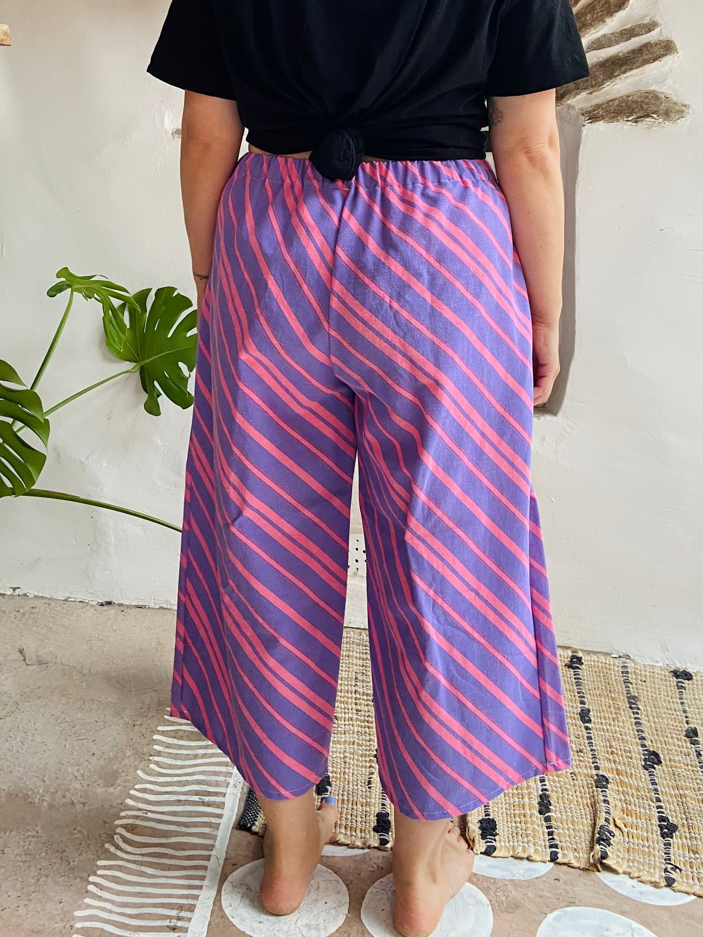 DESERT FOX Purple Chevron Stripe Wide Leg Trousers - M/L