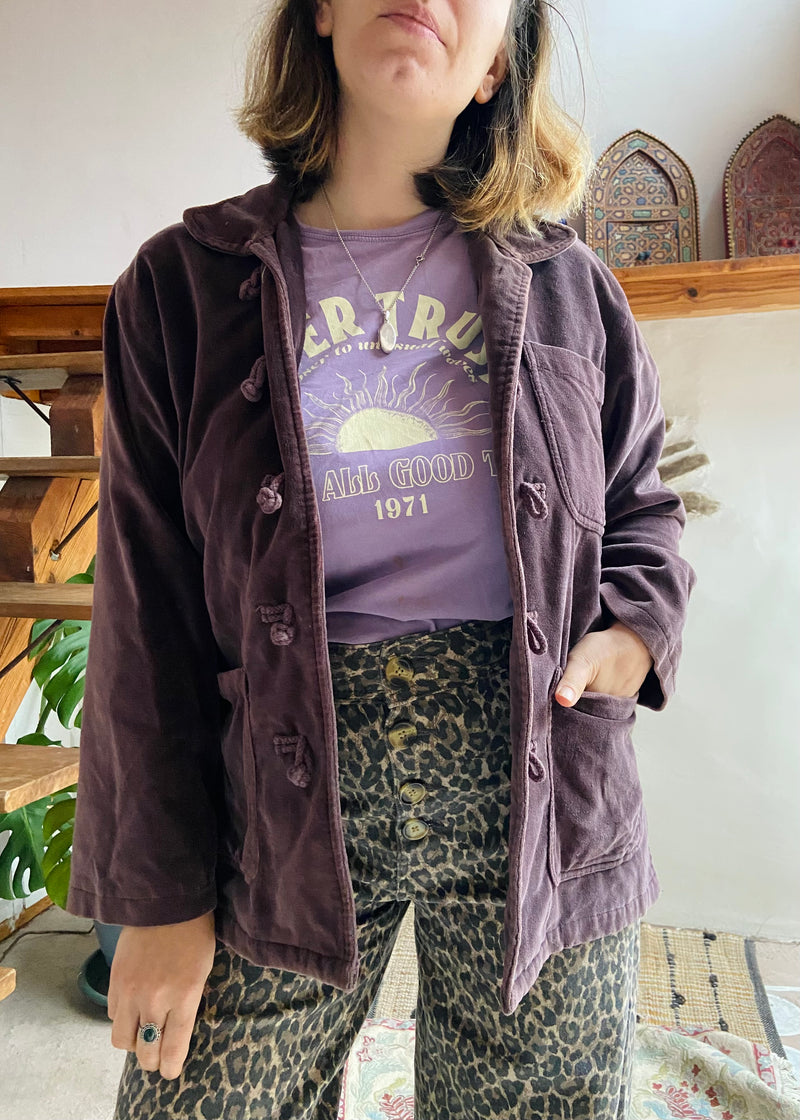 VINTAGE 90's Dusty Purple velvet Long Sleeve Jacket - M