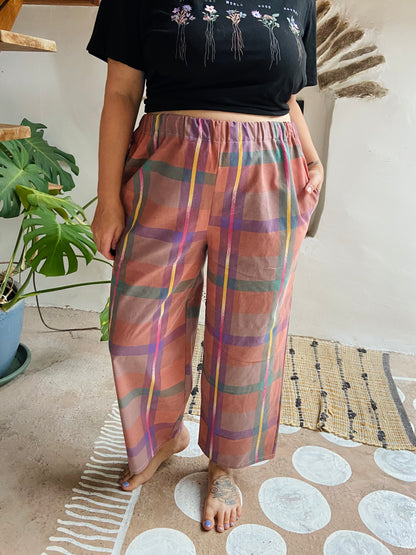 DESERT FOX Lola Bright Checked Wide Leg Trousers - S/M