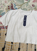 VINTAGE 70's Cotton Woven Detail Crop Top - S