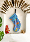 DESERT FOX Handmade Vintage Fabric Christmas Stocking - Children’s Animal Snowfall