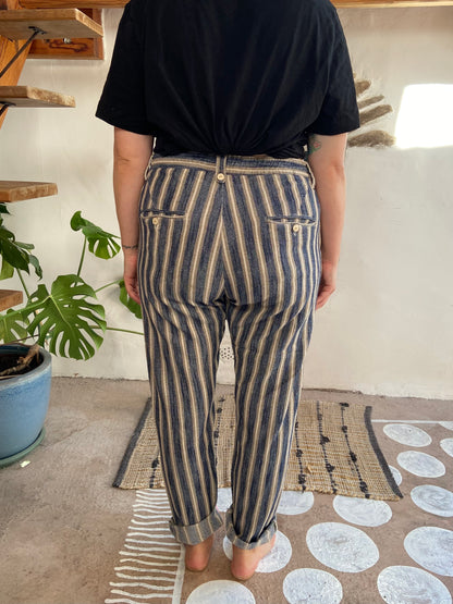 VINTAGE 90’s Stripe Thick Loose Trousers - L