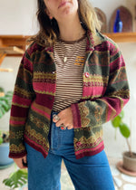 VINTAGE 90’s Bohemian Knit Button Up Cardigan Jacket - S/M