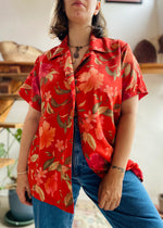 VINTAGE 90’s Red Floral Print Shirt - L