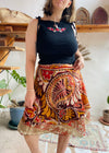 VINTAGE 90’s Bohemian Print Silk Wraparound Skirt - ONE SIZE