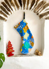 DESERT FOX Handmade Vintage Fabric Christmas Stocking - Children’s Bear Snowfall