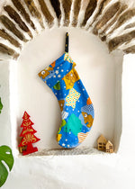 DESERT FOX Handmade Vintage Fabric Christmas Stocking - Children’s Bear Snowfall