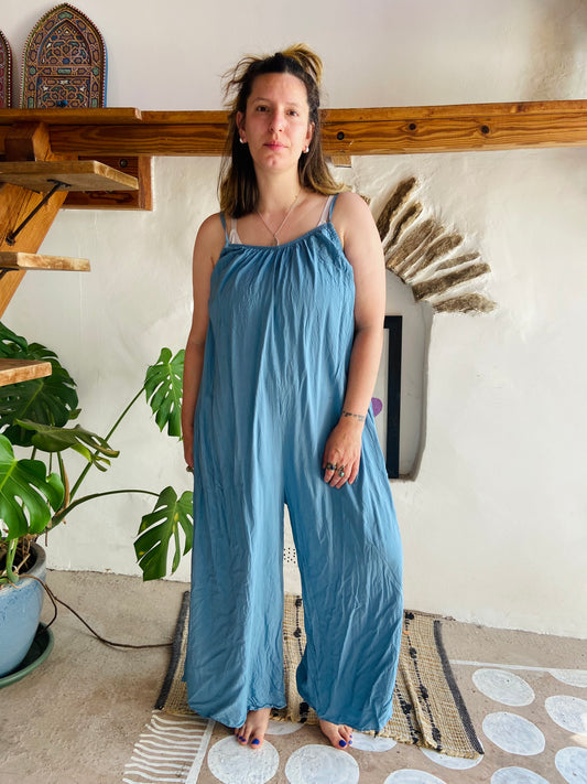 VINTAGE 00's Blue Wide Leg Jumpsuit - M/L