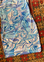 Y2K Blue Swirl Print Stretchy Mini Dress - S/M