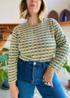 VINTAGE 90's Checkerboard Style Bright Long Sleeve Top - M