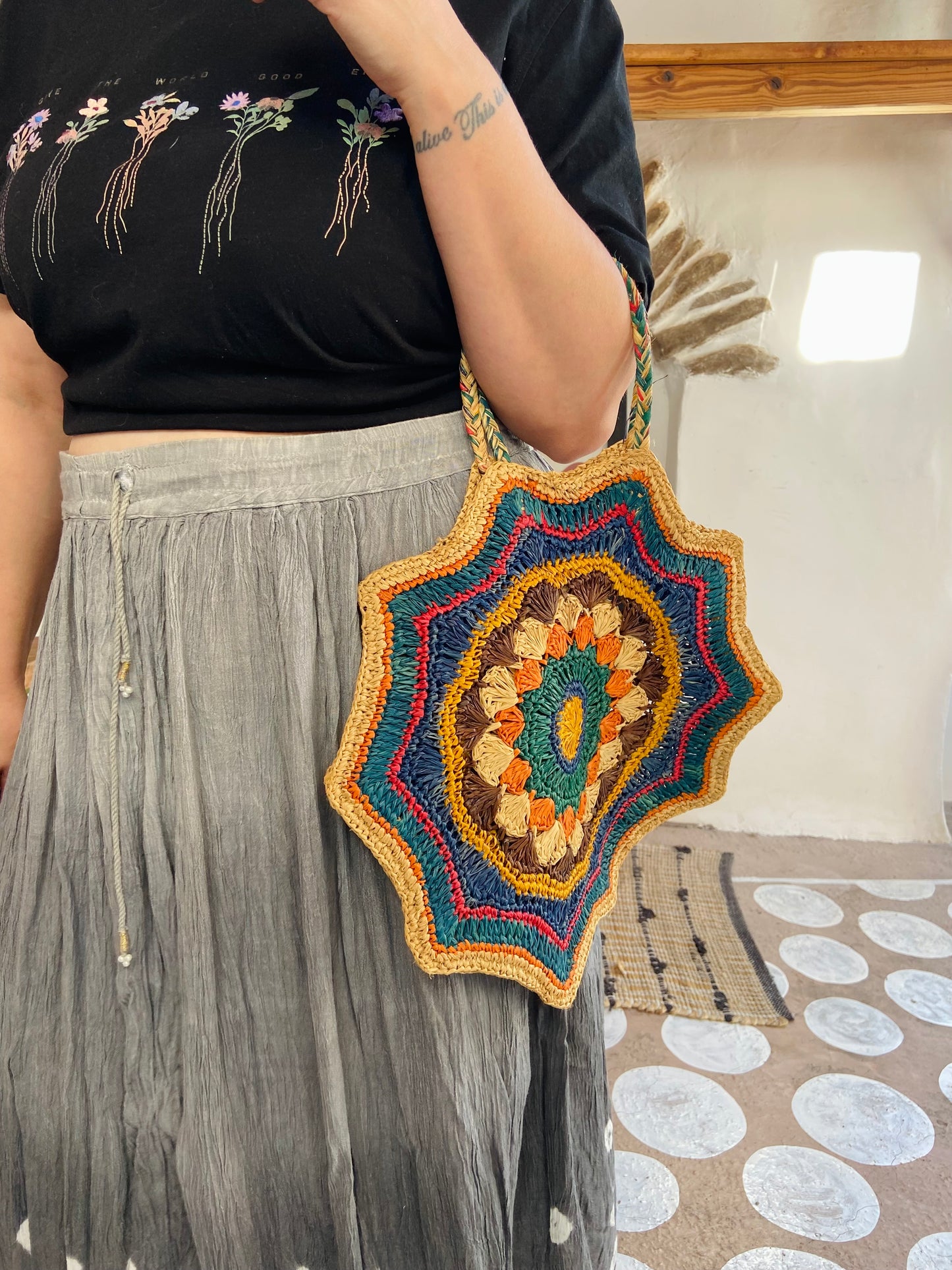 VINTAGE 90’s Rainbow Crochet Hand Bag - ONE SIZE