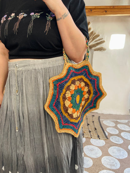 VINTAGE 90’s Rainbow Crochet Hand Bag - ONE SIZE