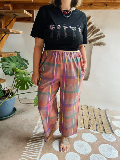 DESERT FOX Lola Bright Checked Wide Leg Trousers - S/M