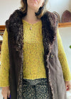 VINTAGE Y2k Faux Fur Brown Sleeveless Winter Gilet - M/L