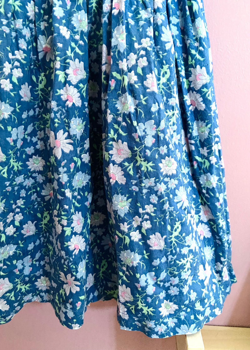 VINTAGE 80’s Blue Floral Cotton Dress - 2 years